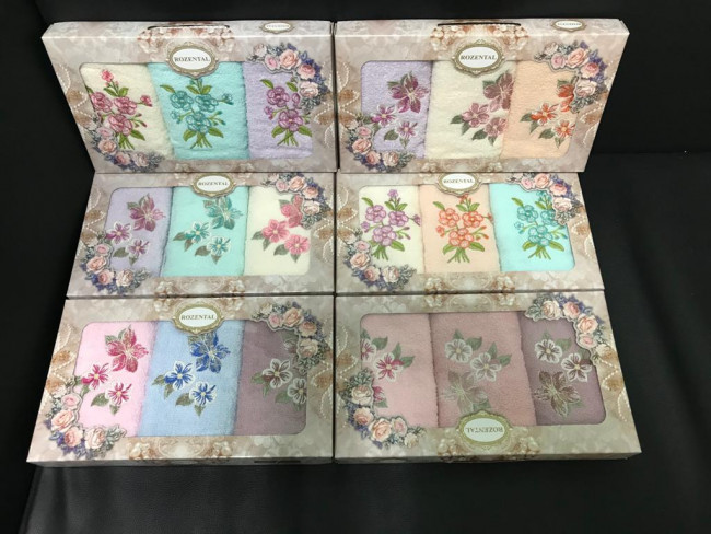 Набор кухонных полотенец ЦВЕТЫ махра 3шт. 30х50