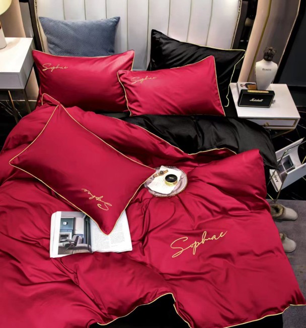 КПБ Mency однотонный с вышивкой MENO037