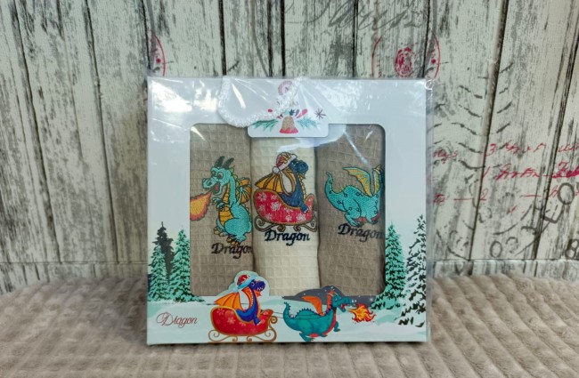 Салфетки кухонные Символ Года 2024 40х60 см 3 шт.