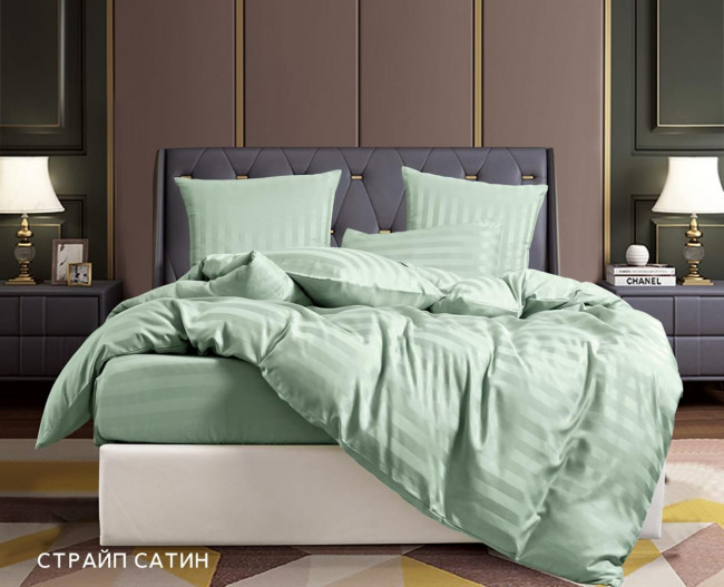 КПБ Denvol Страйп-сатин на резинке по кругу DENSSR004