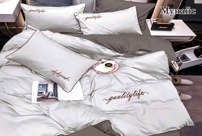 КПБ Alanna Мунайс однотонный с вышивкой ALAMUOV01