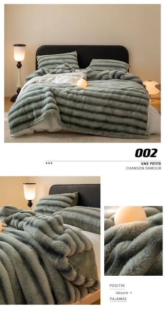 Меховое покрывало Mency Полоска POMEXP01 цвет Фисташковый