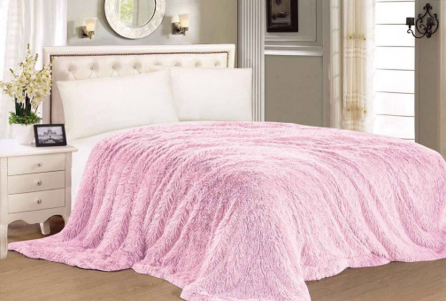 Меховой плед с длинным ворсом (Нежно-Розовый) PLMEX007 Меховой плед с длинным ворсом (Нежно-Розовый) PLMEX007