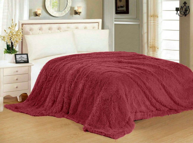 Меховой плед с длинным ворсом (Бордо) PLMEX011 Меховой плед с длинным ворсом (Бордо) PLMEX011