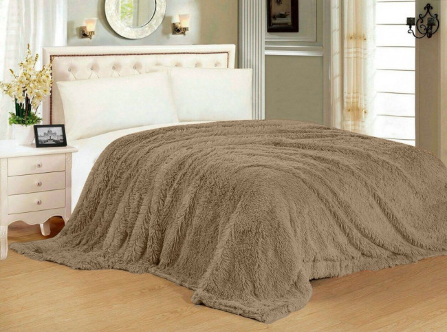 Меховой плед с длинным ворсом (Дымчатый) PLMEX013