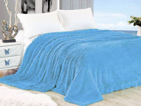 Меховой плед с длинным ворсом (Голубой) PLMEX014 Меховой плед с длинным ворсом (Голубой) PLMEX014