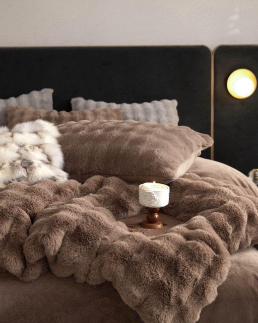 Меховой КПБ Mency Кубик MMENK03 цвет Каппучино