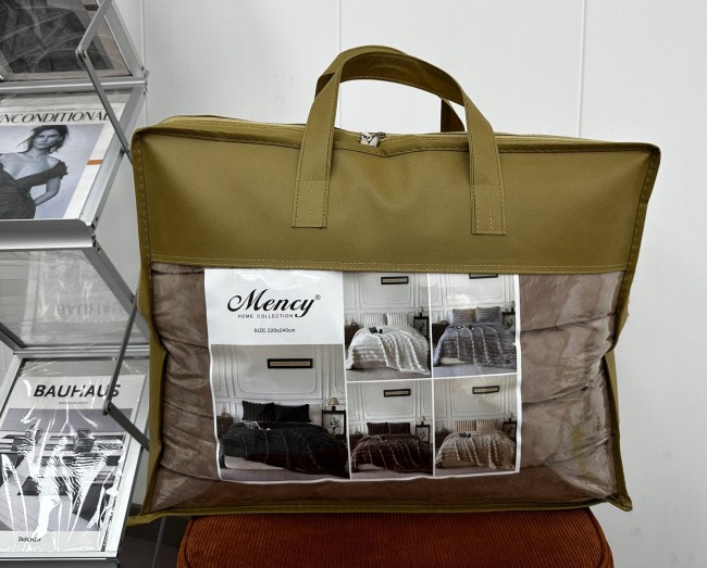 Меховое покрывало Mency Кролик Полоска POMEXKP03 цвет Светло серый 1