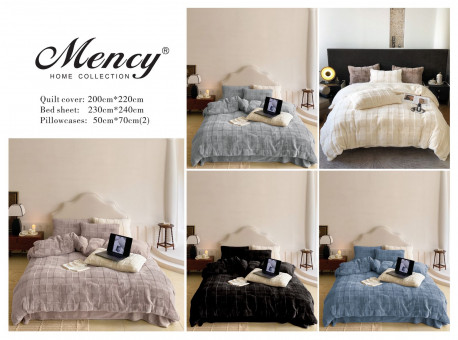 КПБ меховое MENCY с простыней и наволочками MENMEX