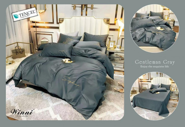 КПБ Mency Winni однотонный с вышивкой в коробке MENWOVB02