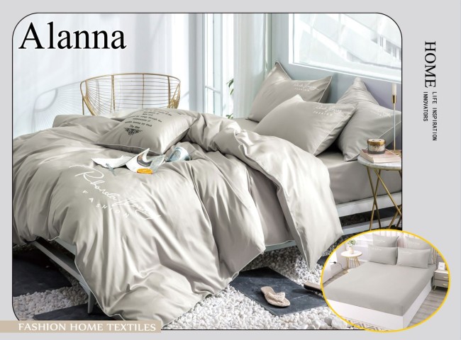 КПБ Alanna Однотонный с вышивкой на резинке по кругу ALAOVR16