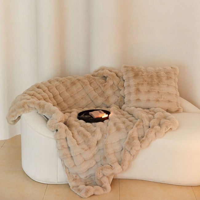 Меховое покрывало Mency POMEX03 цвет Бежевый