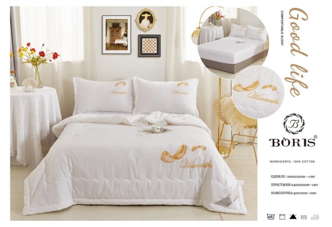 Одеяло Boris Warmth с простыней на резинке по кругу и наволочками ODBORW11