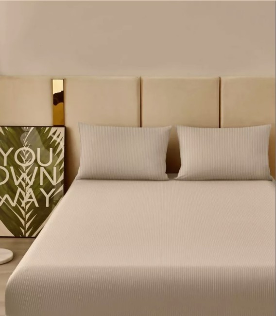 Простыня Страйп Жаккард на резинке Мерцана MERCJ006 (Бежевый) Простыня Страйп Жаккард на резинке Мерцана MERCJ006 (Бежевый)