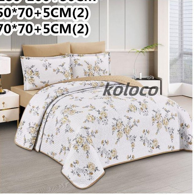 Одеяло стеганное с простыней на резинке и наволочками 4шт Koloco 192-2