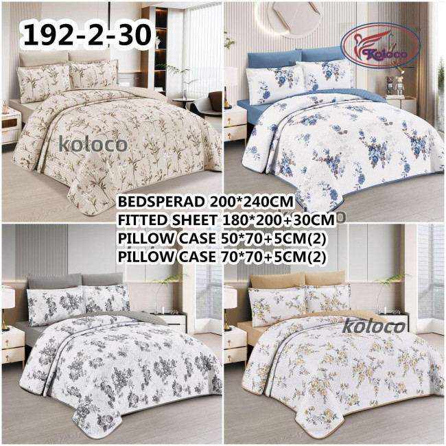 Одеяло стеганное с простыней на резинке и наволочками 4шт Koloco 192-2