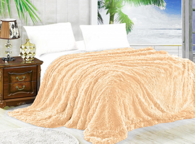 Меховой плед с длинным ворсом (Персиковый) PLMEX020 Меховой плед с длинным ворсом (Персиковый) PLMEX020