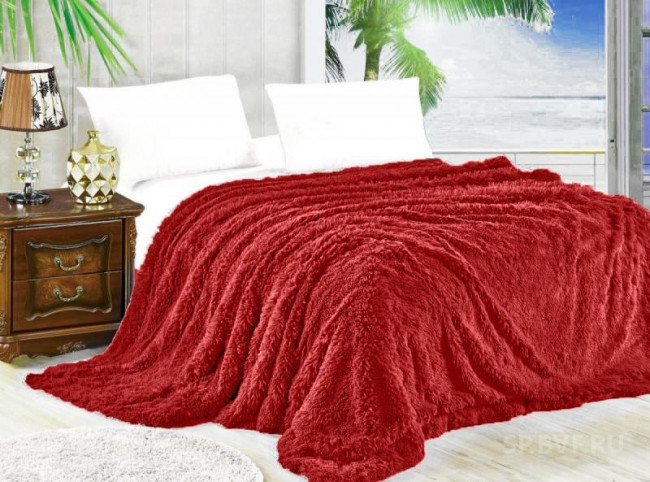 Меховой плед с длинным ворсом (Красный) PLMEX024 Меховой плед с длинным ворсом (Красный) PLMEX024