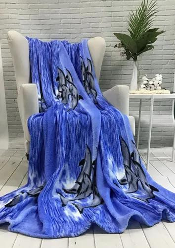 Плед плюшевый 2 спальный Дельфины синий PLDELS Плед плюшевый 2 спальный Дельфины синий PLDELS