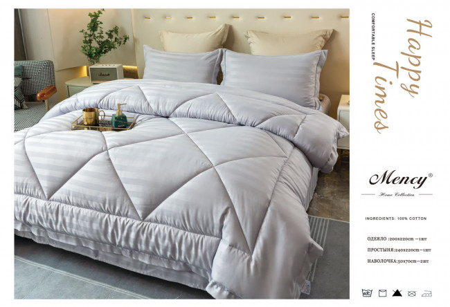 Одеяло Mency Страйп-сатин Средней плотности с простыней и наволочками ODMENZSS04