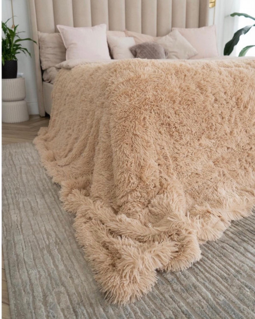 Меховой плед с длинным ворсом (Бежевый) PLMEX025 Меховой плед с длинным ворсом (Бежевый) PLMEX025