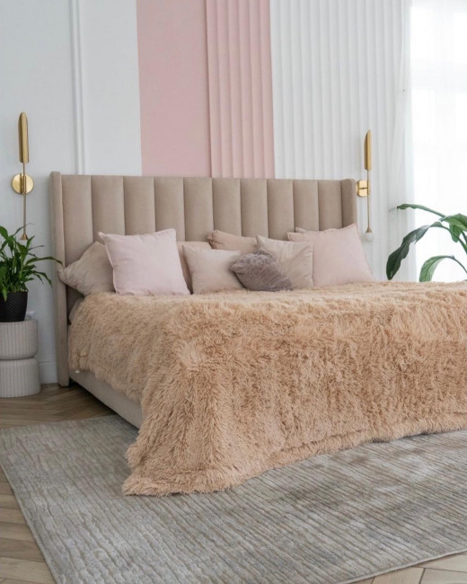 Меховой плед с длинным ворсом (Бежевый) PLMEX025 Меховой плед с длинным ворсом (Бежевый) PLMEX025