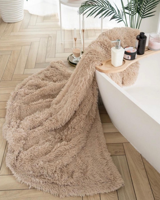 Меховой плед с длинным ворсом (Бежевый) PLMEX025 Меховой плед с длинным ворсом (Бежевый) PLMEX025