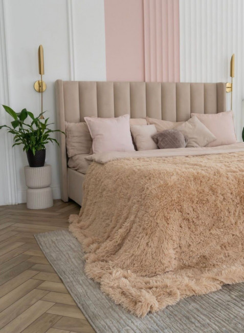 Меховой плед с длинным ворсом (Бежевый) PLMEX025 Меховой плед с длинным ворсом (Бежевый) PLMEX025