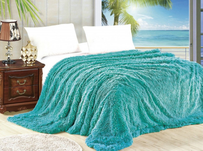 Меховой плед с длинным ворсом (Морская-Волна) PLMEX026 Меховой плед с длинным ворсом (Морская-Волна) PLMEX026