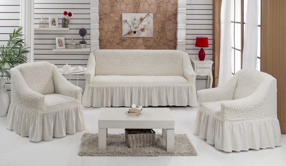 Чехол для Дивана + 2 Кресла EVERY (Кремовый) Чехол для Дивана + 2 Кресла EVERY (Кремовый)