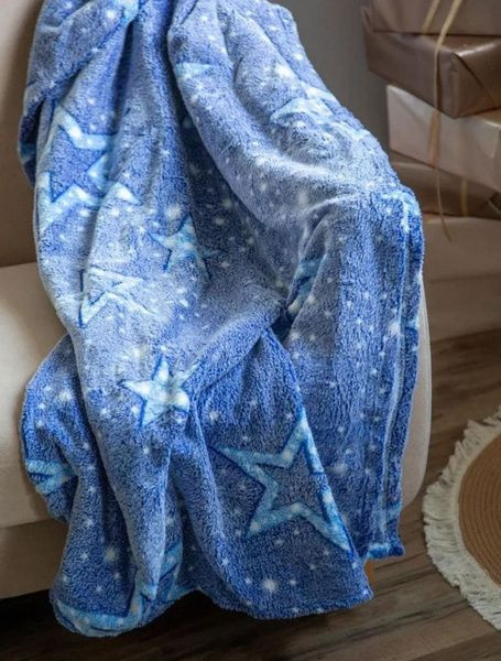 Плед плюшевый 2 спальный Звезды синий PLZVES Плед плюшевый 2 спальный Звезды синий PLZVES