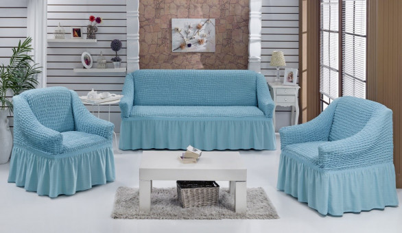 Чехол для Дивана + 2 Кресла EVERY (Бирюзовый) Чехол для Дивана + 2 Кресла EVERY (Бирюзовый)