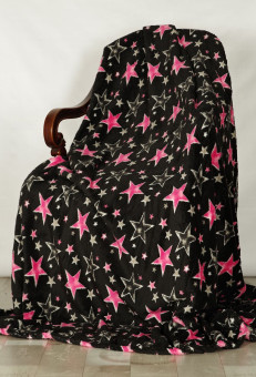 Плед плюшевый 2 спальный Звездочки черный PLEZVE Плед плюшевый 2 спальный Звездочки черный PLEZVE