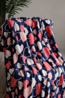 Плед плюшевый 2 спальный Сердечки Разноцветные PLESER Плед плюшевый 2 спальный Сердечки Разноцветные PLESER