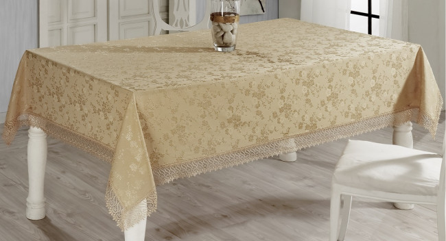 Скатерть EVDY KDK с гипюром прямоугольная (160х220) см