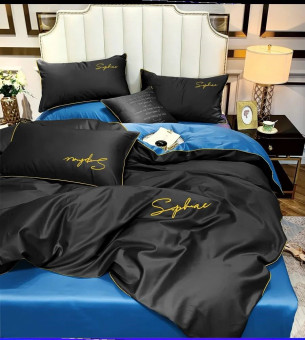 КПБ Mency однотонный с вышивкой MENO040