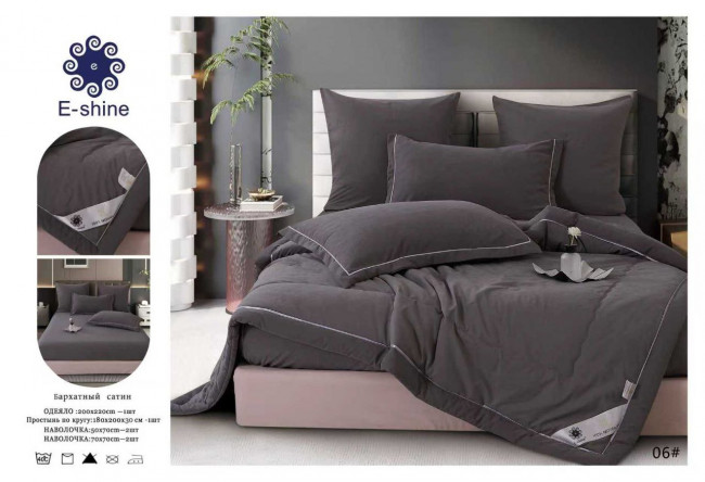 Одеяло Boris E-Shine Бархат Сатин с простыней на резинке по кругу и наволочками ODBORSH06 Одеяло Boris E-Shine Бархат Сатин с простыней на резинке по кругу и наволочками ODBORSH06