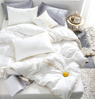 КПБ Mency Winni однотонный с вышивкой на резинке по кругу MENWOV019 КПБ Mency Winni однотонный с вышивкой на резинке по кругу MENWOV019