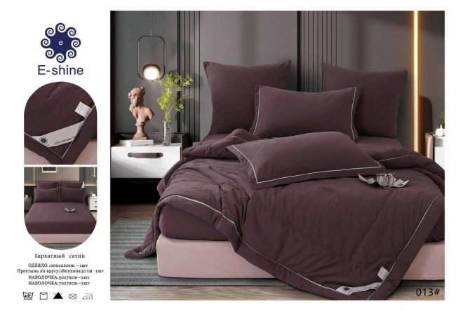 Одеяло Boris E-Shine Бархат Сатин с простыней на резинке по кругу и наволочками ODBORSH13