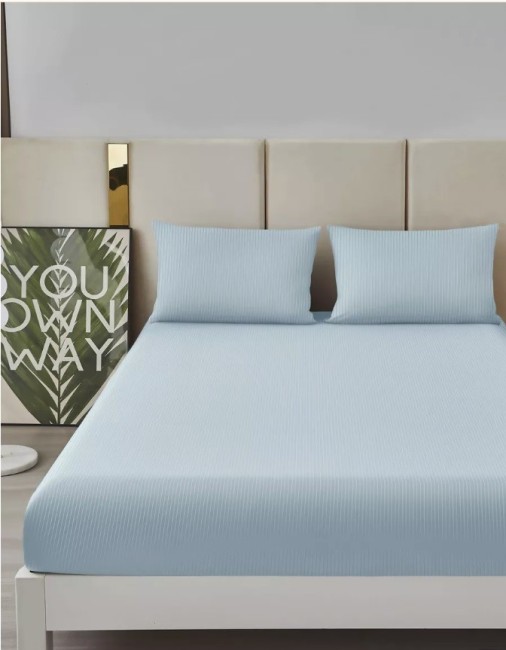 Простыня на резинке Мерцана Страйп-сатин с наволочками 50х70 см MERCSSN05 (Голубой) Простыня на резинке Мерцана Страйп-сатин с наволочками 50х70 см MERCSSN05 (Голубой)