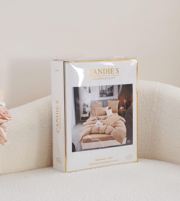 КПБ Candie's Бархат Сатин с простыней на резинке по кругу CANBSR03 КПБ Candie's Бархат Сатин с простыней на резинке по кругу CANBSR03