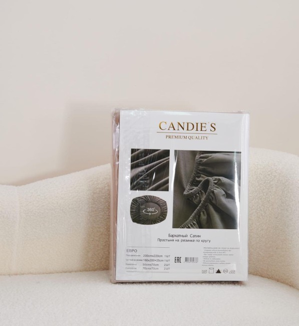 КПБ Candie's Бархат Сатин с простыней на резинке по кругу CANBSR03 КПБ Candie's Бархат Сатин с простыней на резинке по кругу CANBSR03