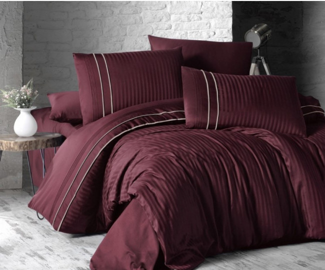 КПБ First Choice Сатин Deluxe - Stripe Style Bordo AK01193 КПБ First Choice Сатин Deluxe - Stripe Style Bordo AK01193