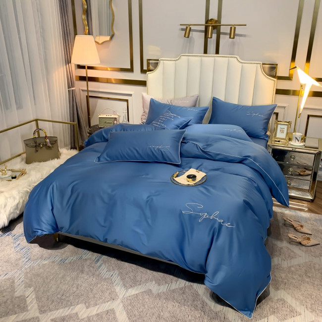 КПБ Mency однотонный с вышивкой MENO001