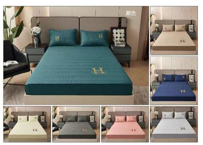 Наматрасник стеганый с наволочками на резинке по кругу NAMNR06 (синий)