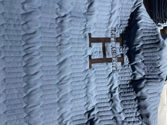 Наматрасник стеганый с наволочками на резинке по кругу NAMNR06 (синий)