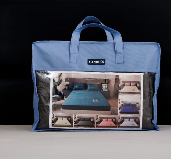 Наматрасник стеганый с наволочками на резинке по кругу NAMNR06 (синий)