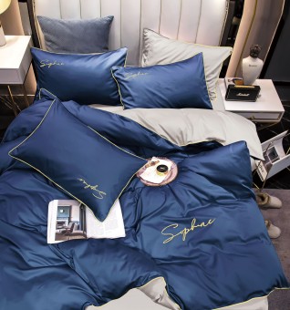 КПБ Mency Winni однотонный с вышивкой на резинке по кругу MENWOV022