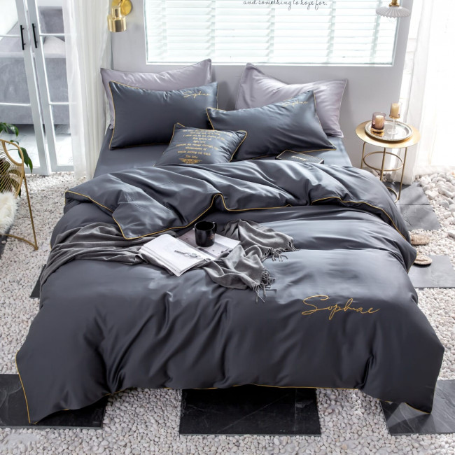 КПБ Mency однотонный с вышивкой MENO002 КПБ Mency однотонный с вышивкой MENO002