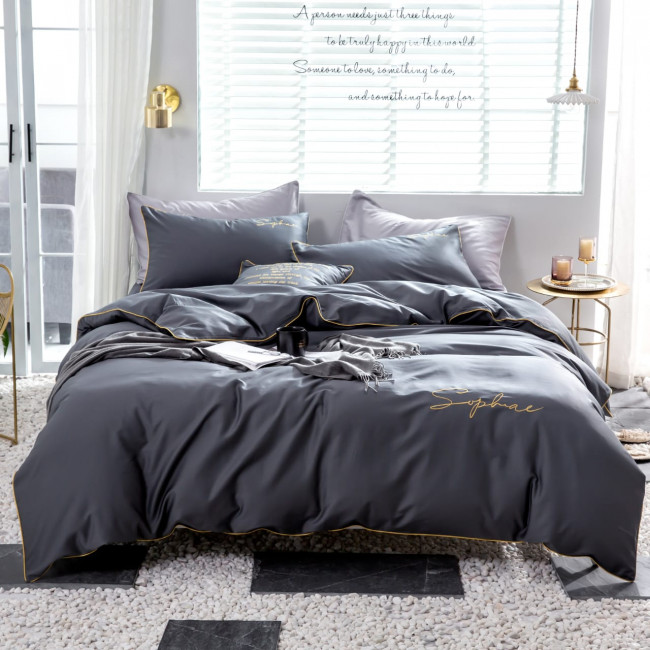 КПБ Mency однотонный с вышивкой MENO002 КПБ Mency однотонный с вышивкой MENO002